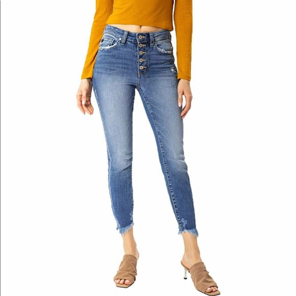 KANCAN HIGH RISE BUTTON FLY SKINNY JEANS
CROPPED - Picture 1 of 13